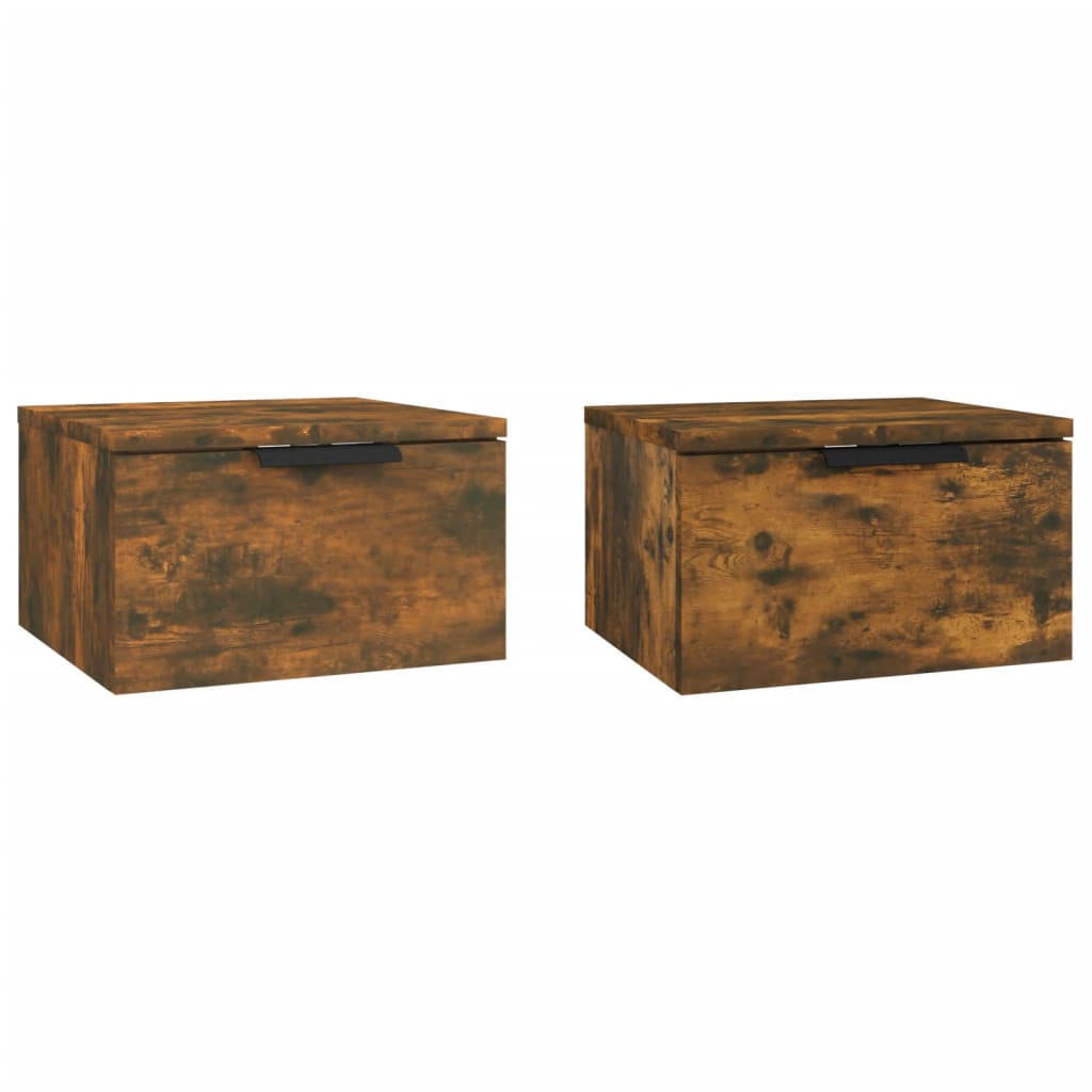 Nachtkastjes 2 st wandgemonteerd 34x30x20 cm gerookt eikenkleur is nu te koop bij PeponiXL, paradijselijk wonen!