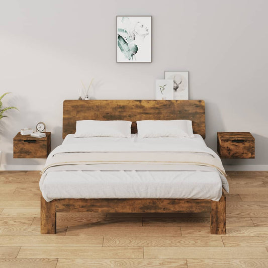 Nachtkastjes 2 st wandgemonteerd 34x30x20 cm gerookt eikenkleur is nu te koop bij PeponiXL, paradijselijk wonen!