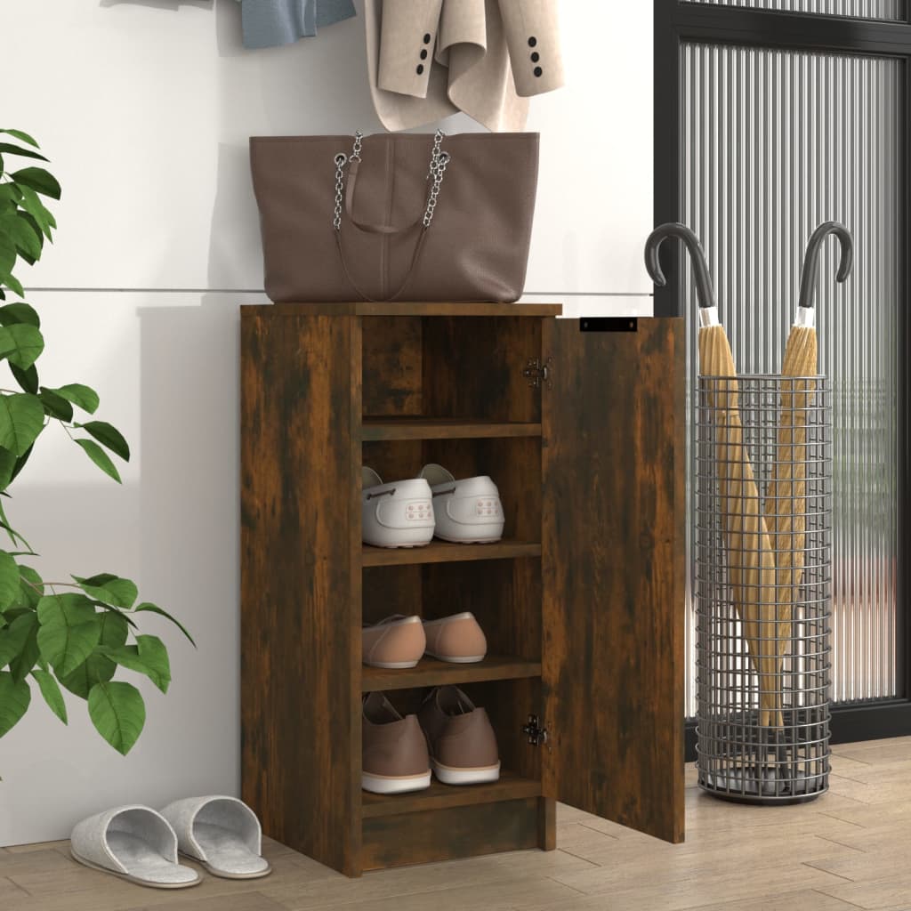 Schoenenkast 30x35x70 cm bewerkt hout gerookt eikenkleurig is nu te koop bij PeponiXL, paradijselijk wonen!