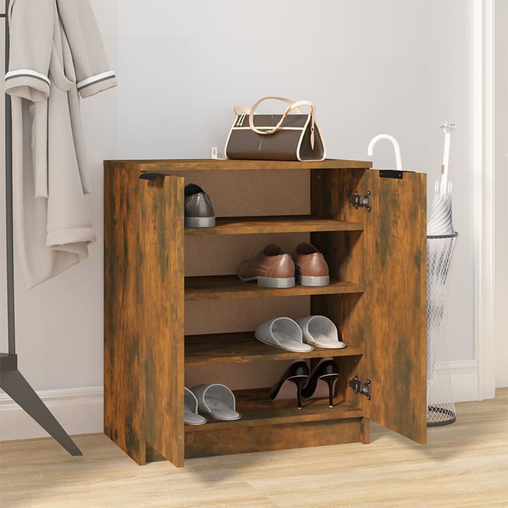 Schoenenkast 59x35x70 cm bewerkt hout gerookt eikenkleurig is nu te koop bij PeponiXL, paradijselijk wonen!