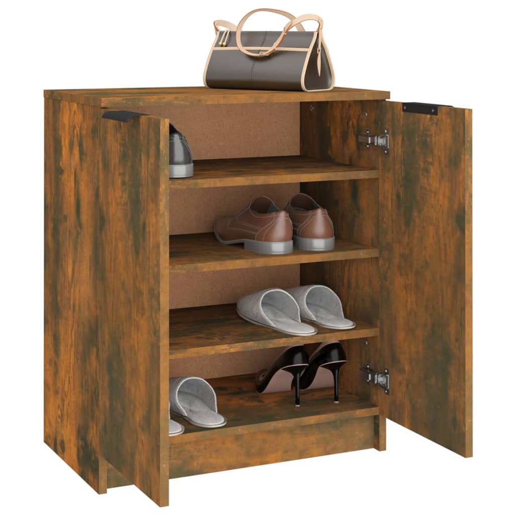 Schoenenkast 59x35x70 cm bewerkt hout gerookt eikenkleurig is nu te koop bij PeponiXL, paradijselijk wonen!