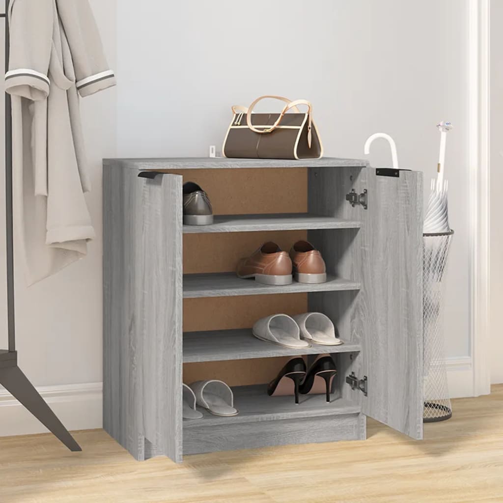 Schoenenkast 59x35x70 cm bewerkt hout grijs sonoma eikenkleurig is nu te koop bij PeponiXL, paradijselijk wonen!