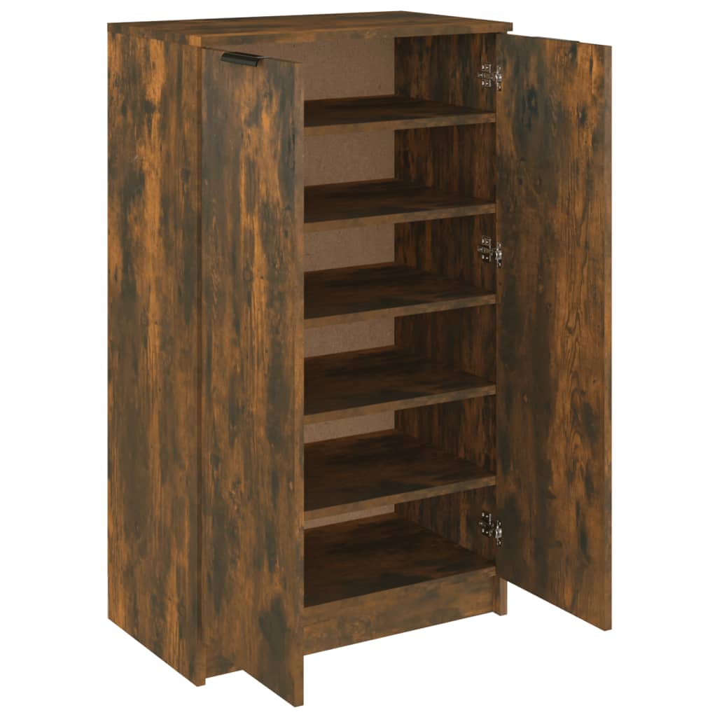 Schoenenkast 59x35x100 cm bewerkt hout gerookt eikenkleurig is nu te koop bij PeponiXL, paradijselijk wonen!