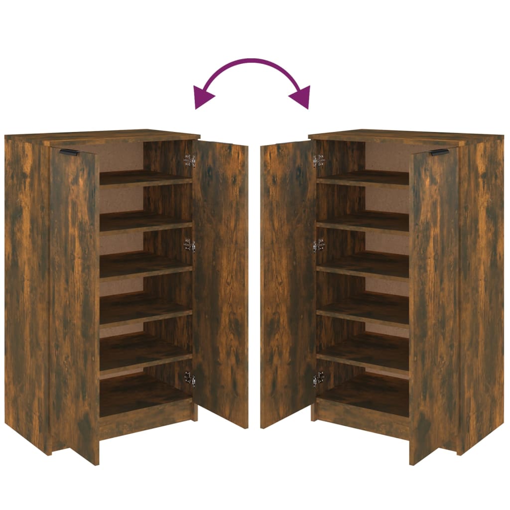 Schoenenkast 59x35x100 cm bewerkt hout gerookt eikenkleurig is nu te koop bij PeponiXL, paradijselijk wonen!