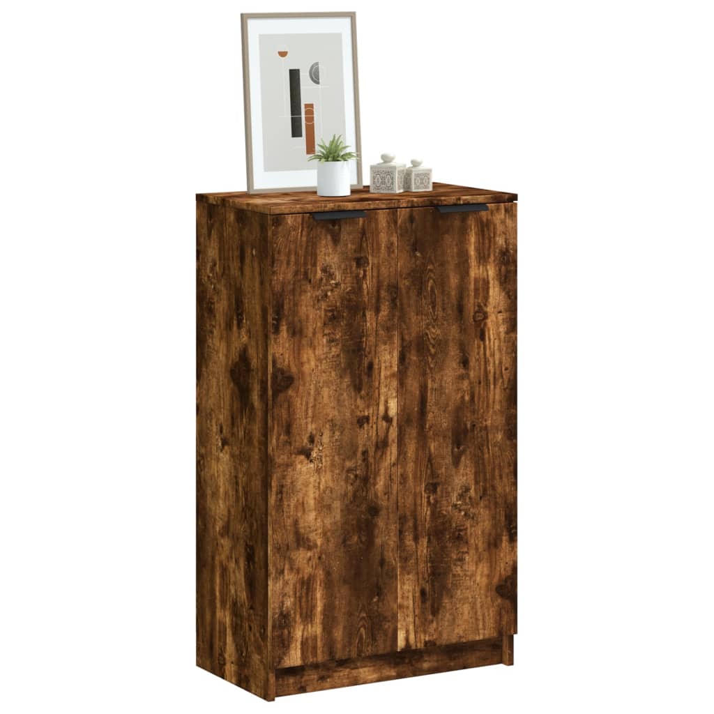 Schoenenkast 59x35x100 cm bewerkt hout gerookt eikenkleurig is nu te koop bij PeponiXL, paradijselijk wonen!