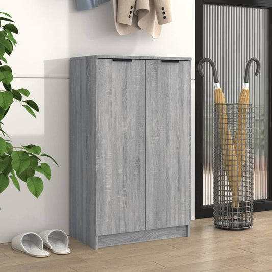 Schoenenkast 59x35x100 cm bewerkt hout grijs sonoma eikenkleur is nu te koop bij PeponiXL, paradijselijk wonen!