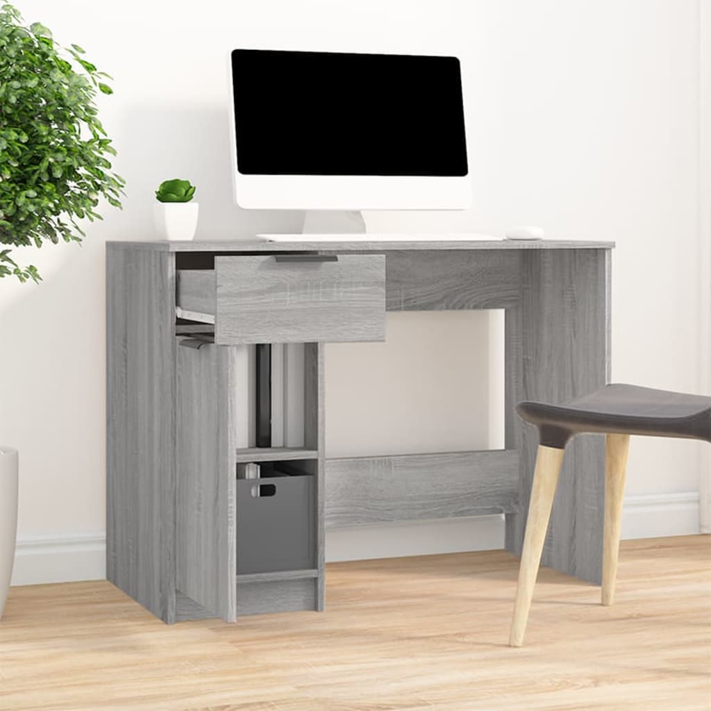 Bureau 100x50x75 cm bewerkt hout grijs sonoma eikenkleurig is nu te koop bij PeponiXL, paradijselijk wonen!