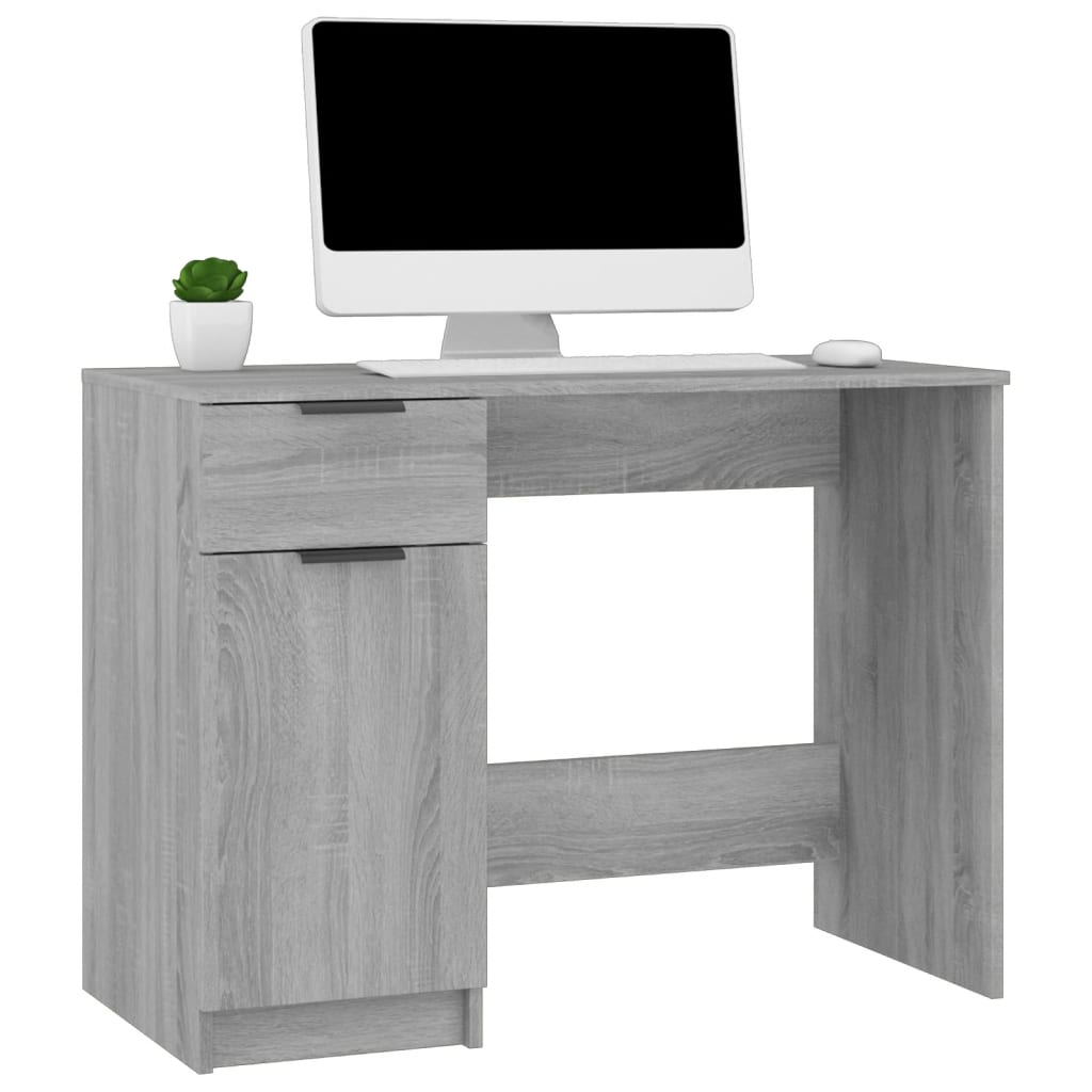 Bureau 100x50x75 cm bewerkt hout grijs sonoma eikenkleurig is nu te koop bij PeponiXL, paradijselijk wonen!
