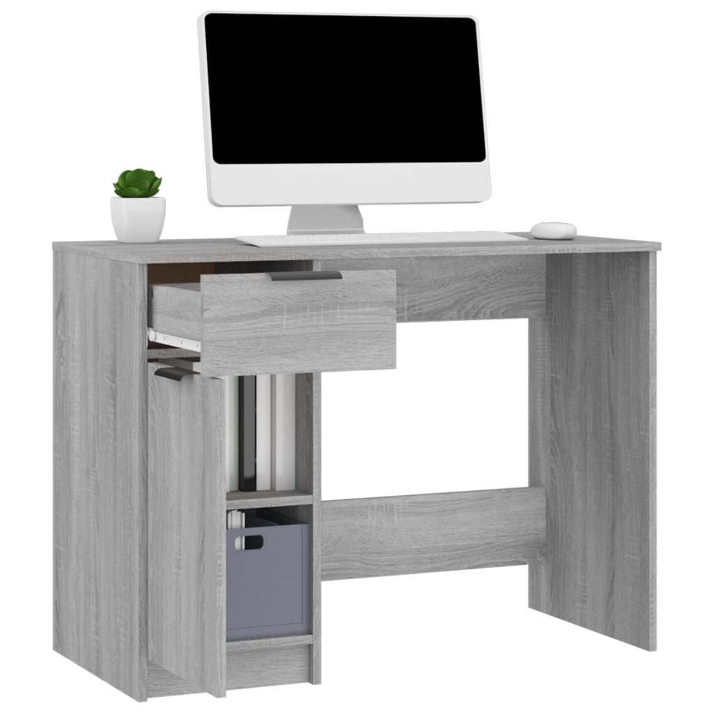 Bureau 100x50x75 cm bewerkt hout grijs sonoma eikenkleurig is nu te koop bij PeponiXL, paradijselijk wonen!