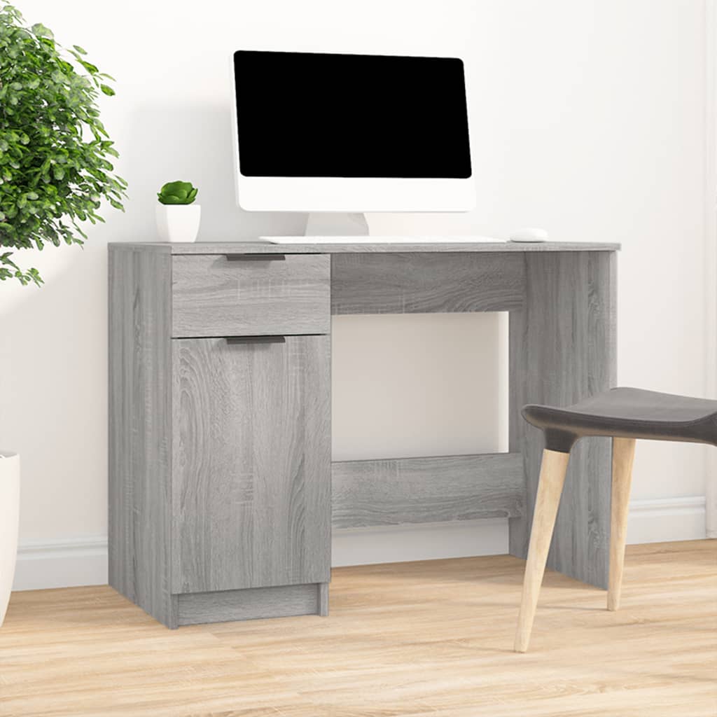 Bureau 100x50x75 cm bewerkt hout grijs sonoma eikenkleurig is nu te koop bij PeponiXL, paradijselijk wonen!