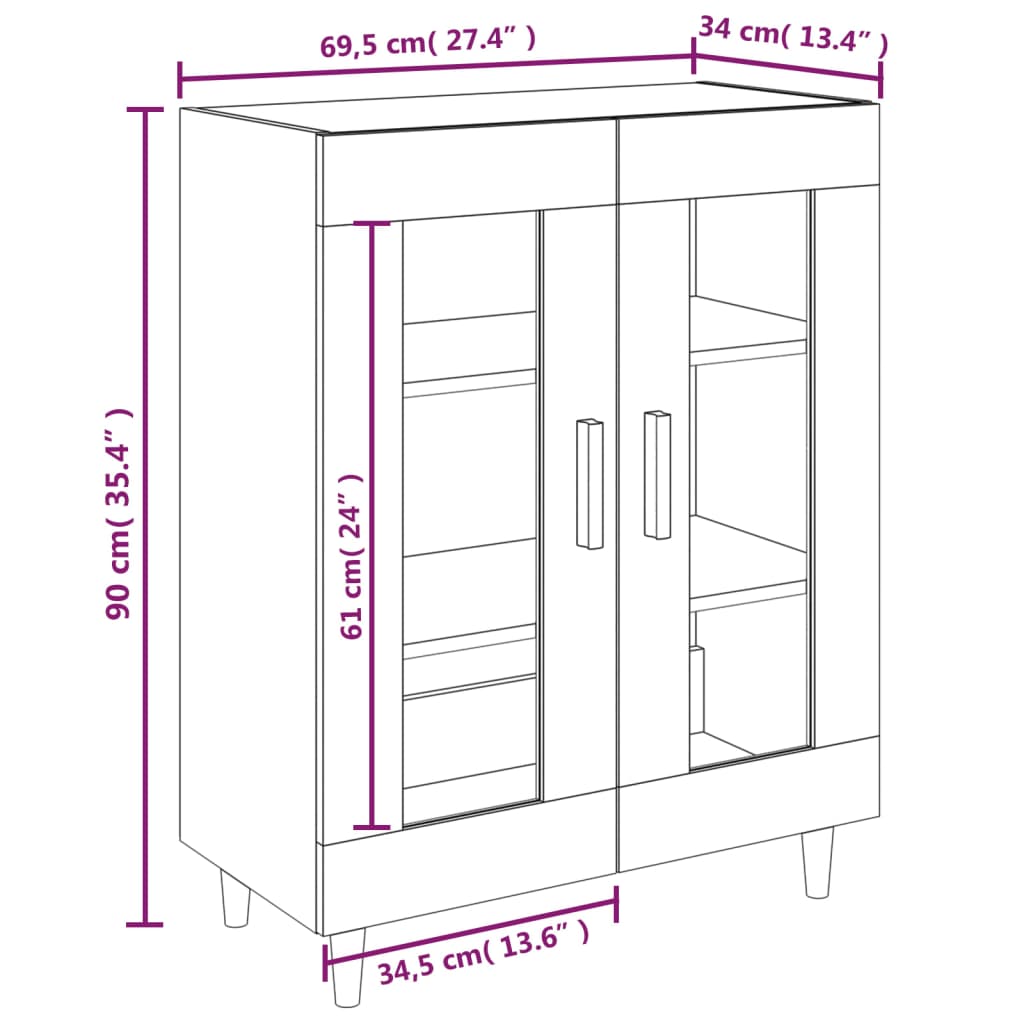 Dressoir 69,5x34x90 cm bewerkt hout gerookt eikenkleurig is nu te koop bij PeponiXL, paradijselijk wonen!