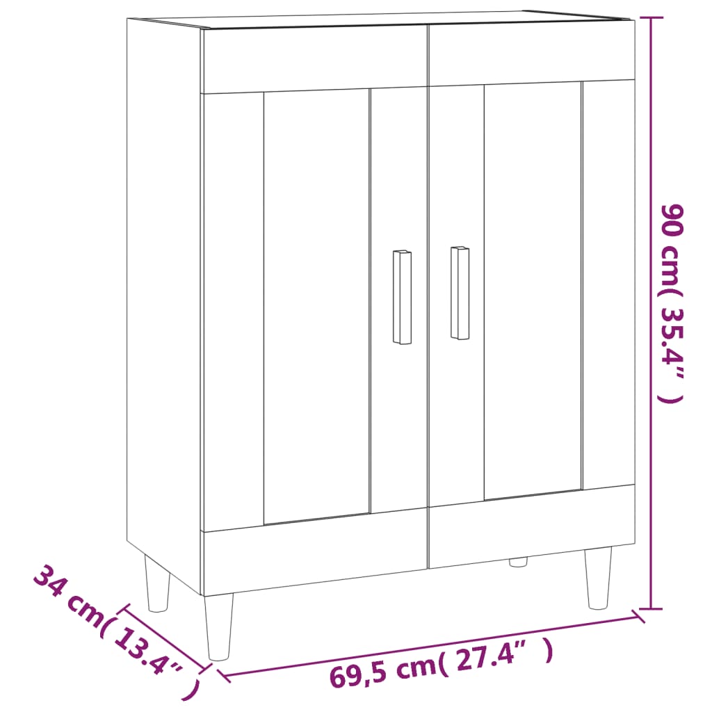 Dressoir 69,5x34x90 cm bewerkt hout gerookt eikenkleurig is nu te koop bij PeponiXL, paradijselijk wonen!