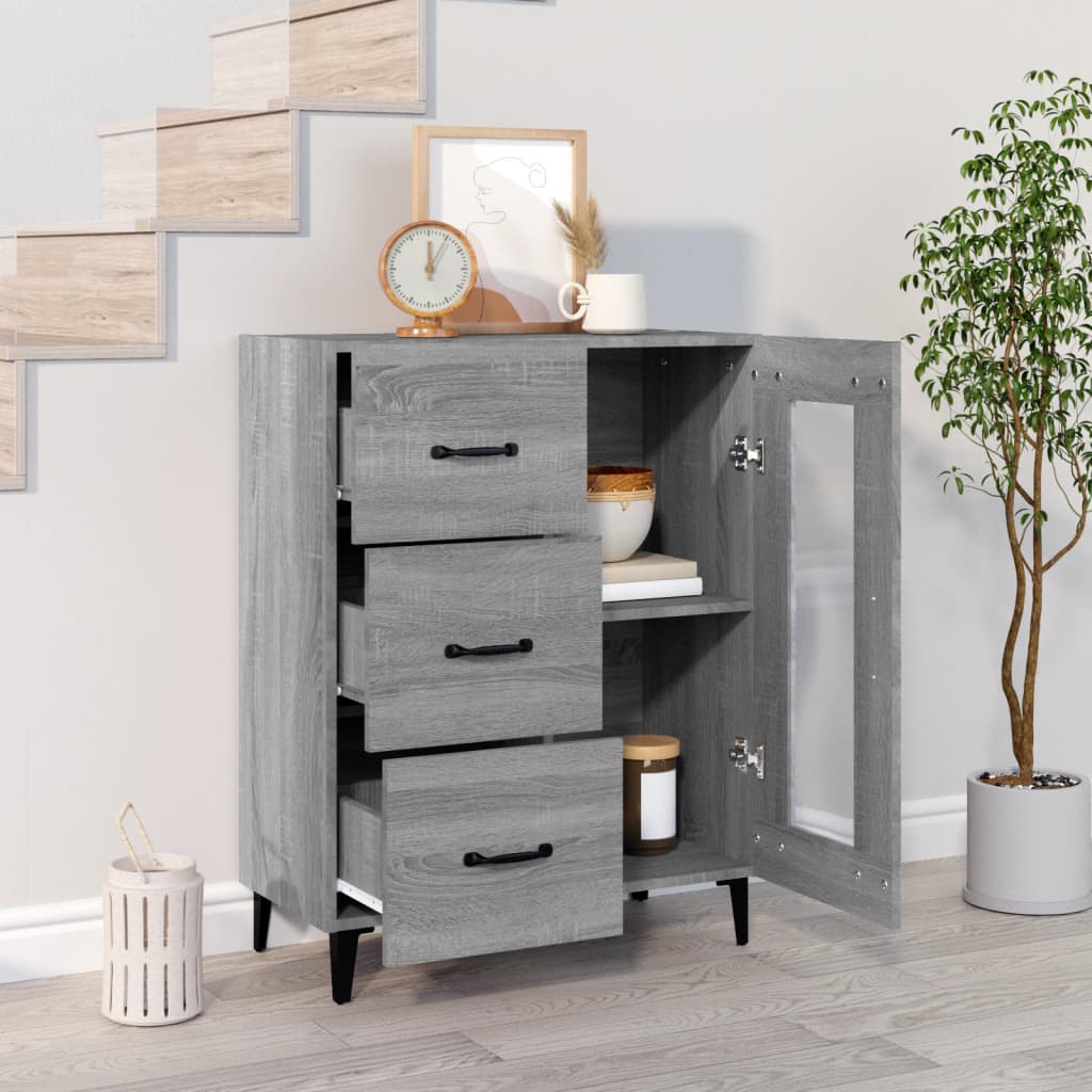 Dressoir 69,5x34x90 cm bewerkt hout grijs sonoma eikenkleurig is nu te koop bij PeponiXL, paradijselijk wonen!