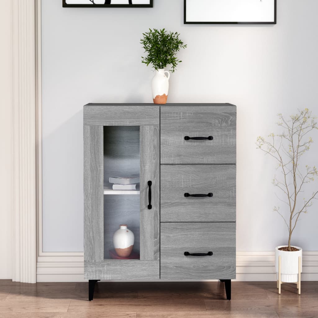 Dressoir 69,5x34x90 cm bewerkt hout grijs sonoma eikenkleurig is nu te koop bij PeponiXL, paradijselijk wonen!