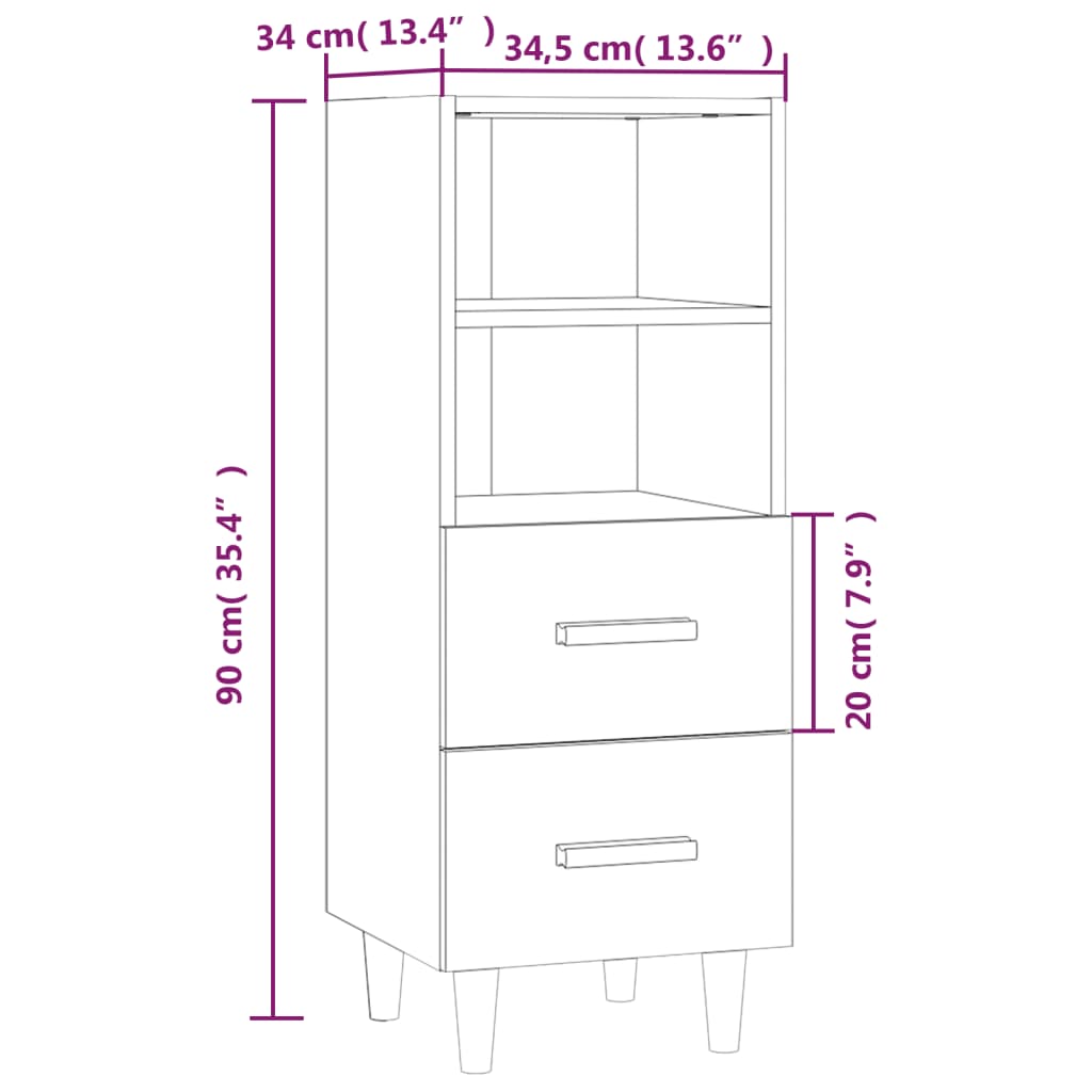Dressoir 34,5x34x90 cm bewerkt hout grijs sonoma eikenkleurig is nu te koop bij PeponiXL, paradijselijk wonen!