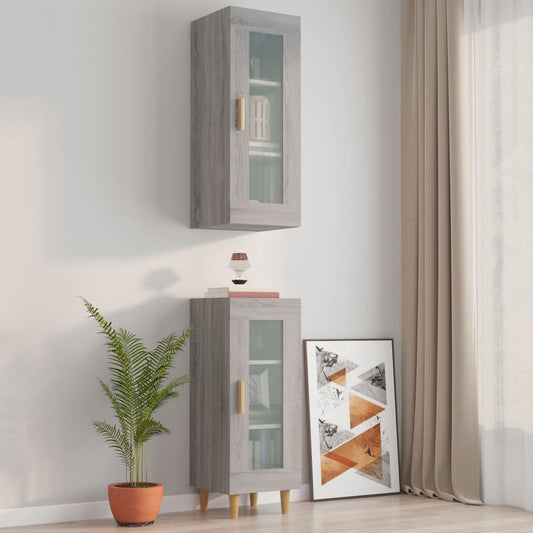 Wandkast 34,5x34x90 cm grijs sonoma eikenkleurig is nu te koop bij PeponiXL, paradijselijk wonen!