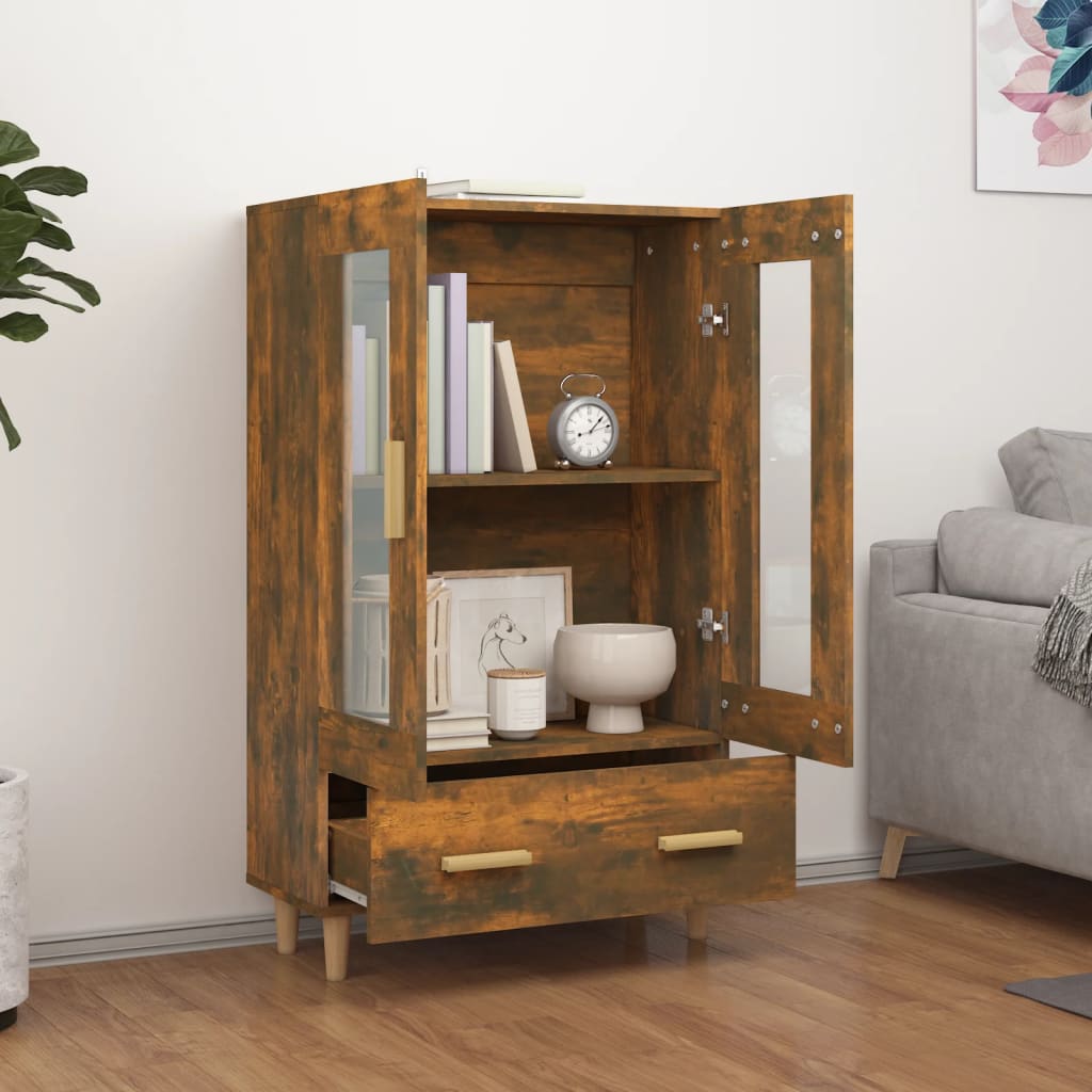 Hoge kast 70x31x115 cm bewerkt hout gerookt eikenkleurig is nu te koop bij PeponiXL, paradijselijk wonen!