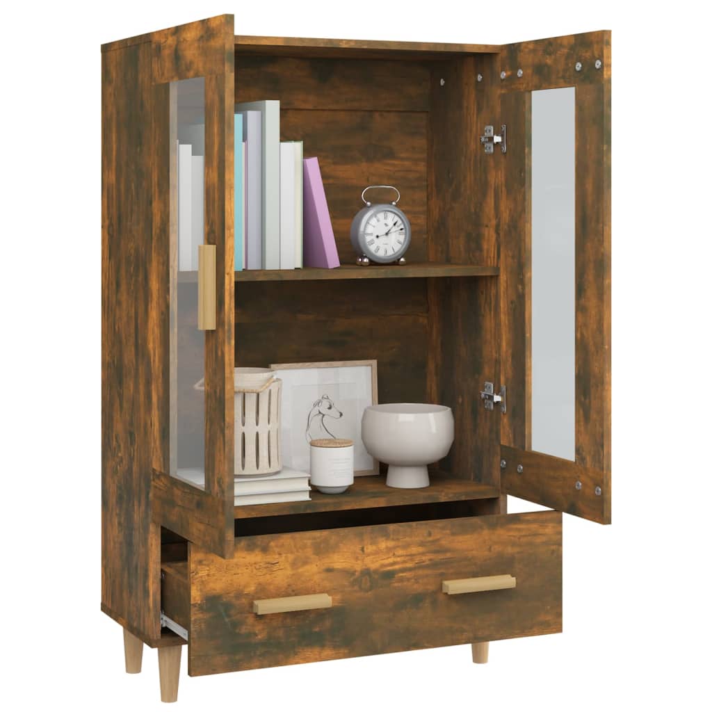 Hoge kast 70x31x115 cm bewerkt hout gerookt eikenkleurig is nu te koop bij PeponiXL, paradijselijk wonen!