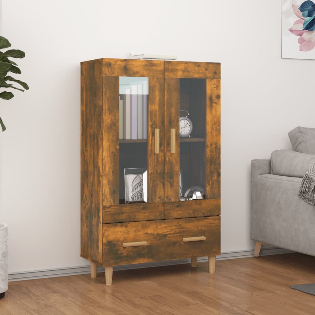 Hoge kast 70x31x115 cm bewerkt hout gerookt eikenkleurig is nu te koop bij PeponiXL, paradijselijk wonen!