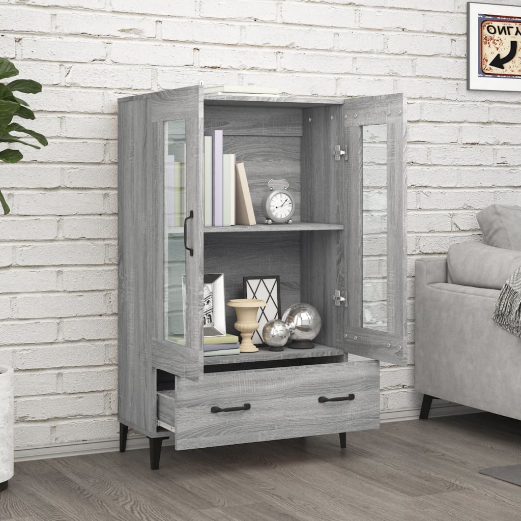 Hoge kast 70x31x115 cm bewerkt hout grijs sonoma eikenkleurig is nu te koop bij PeponiXL, paradijselijk wonen!