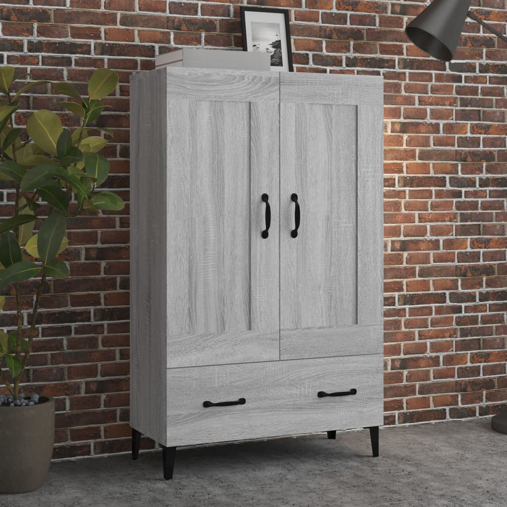 Hoge kast 70x31x115 cm bewerkt hout grijs sonoma eikenkleurig is nu te koop bij PeponiXL, paradijselijk wonen!