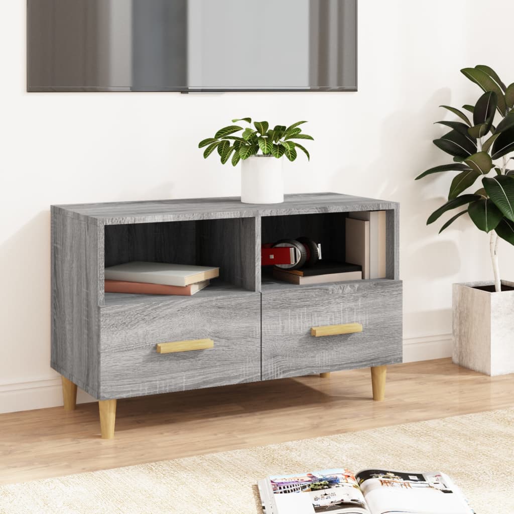 Tv-meubel 80x36x50 cm bewerkt hout grijs sonoma eikenkleurig is nu te koop bij PeponiXL, paradijselijk wonen!