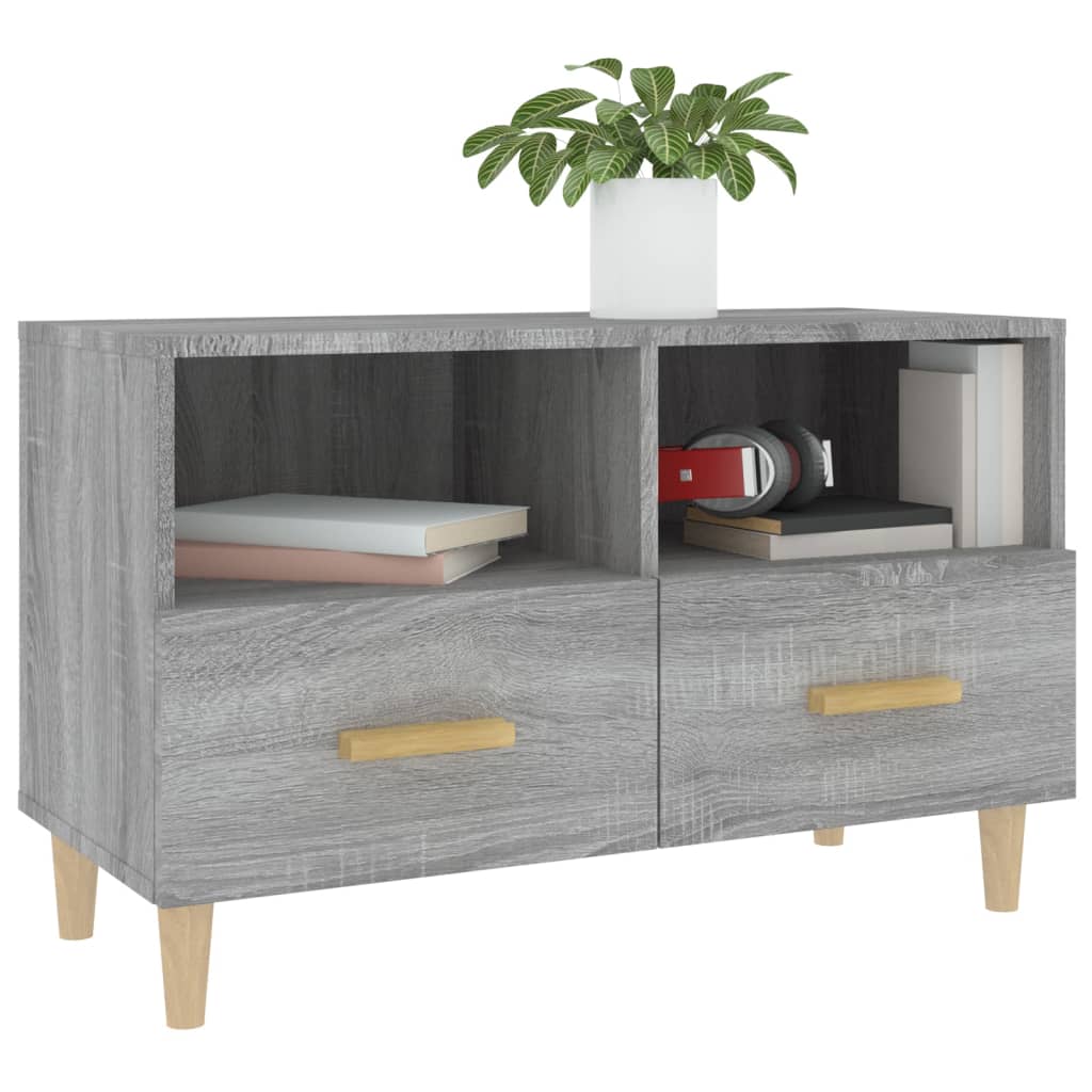 Tv-meubel 80x36x50 cm bewerkt hout grijs sonoma eikenkleurig is nu te koop bij PeponiXL, paradijselijk wonen!