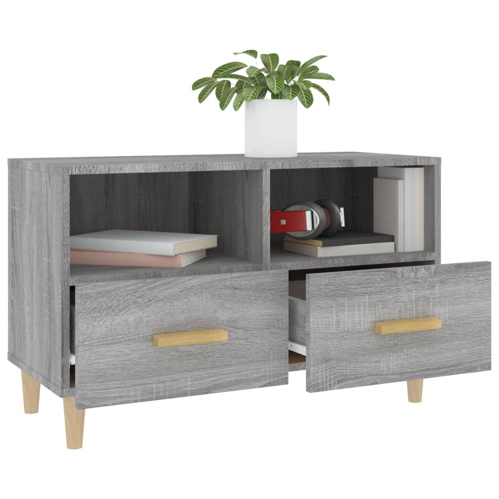 Tv-meubel 80x36x50 cm bewerkt hout grijs sonoma eikenkleurig is nu te koop bij PeponiXL, paradijselijk wonen!