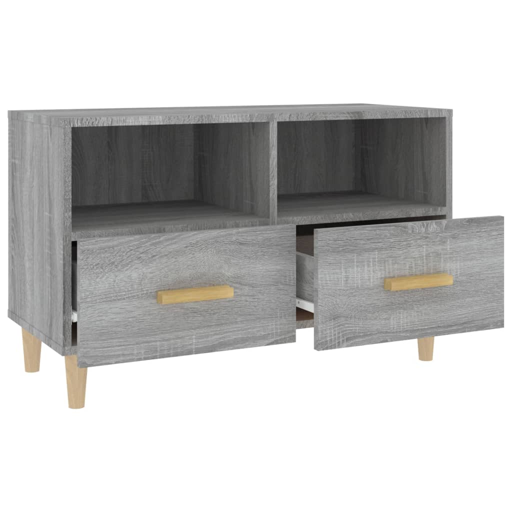 Tv-meubel 80x36x50 cm bewerkt hout grijs sonoma eikenkleurig is nu te koop bij PeponiXL, paradijselijk wonen!
