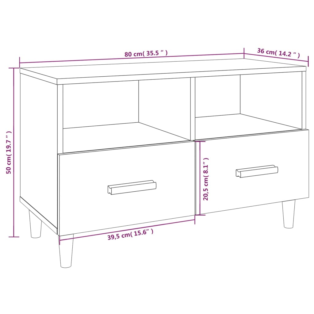 Tv-meubel 80x36x50 cm bewerkt hout grijs sonoma eikenkleurig is nu te koop bij PeponiXL, paradijselijk wonen!