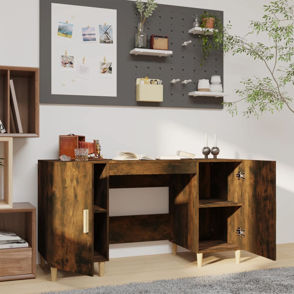 Bureau 140x50x75 cm bewerkt hout gerookt eikenkleurig is nu te koop bij PeponiXL, paradijselijk wonen!