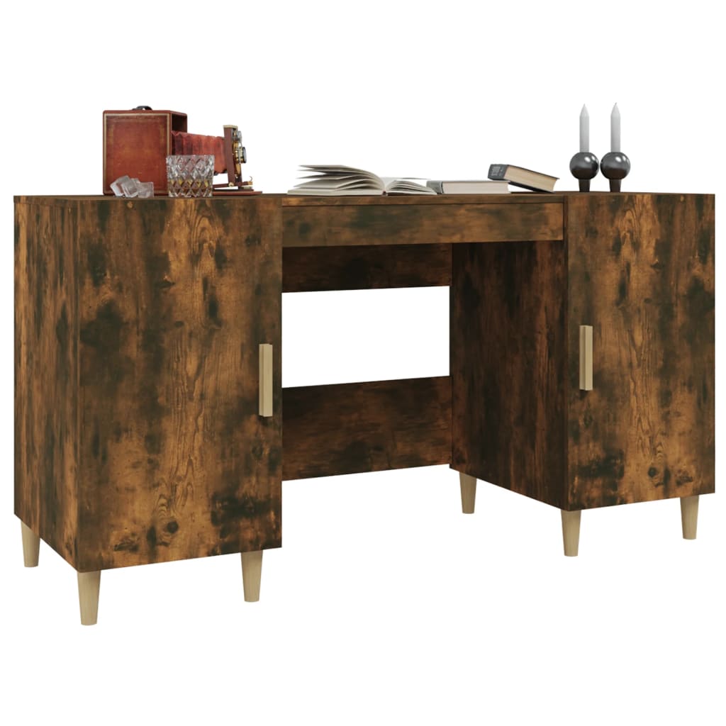 Bureau 140x50x75 cm bewerkt hout gerookt eikenkleurig is nu te koop bij PeponiXL, paradijselijk wonen!