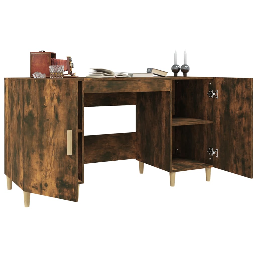 Bureau 140x50x75 cm bewerkt hout gerookt eikenkleurig is nu te koop bij PeponiXL, paradijselijk wonen!