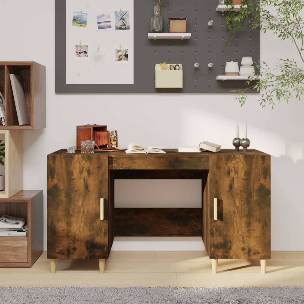 Bureau 140x50x75 cm bewerkt hout gerookt eikenkleurig is nu te koop bij PeponiXL, paradijselijk wonen!