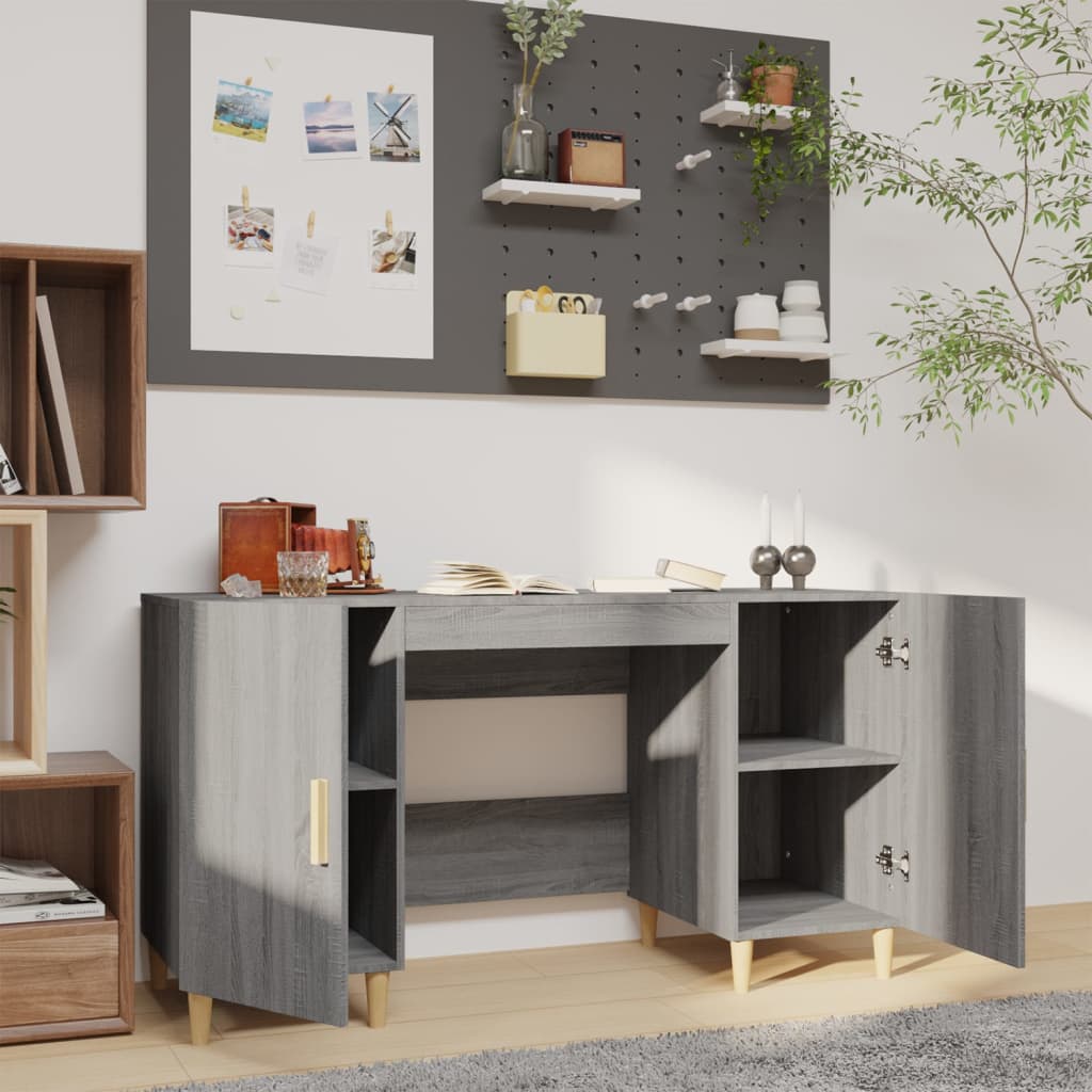 Bureau 140x50x75 cm bewerkt hout grijs sonoma eikenkleurig is nu te koop bij PeponiXL, paradijselijk wonen!