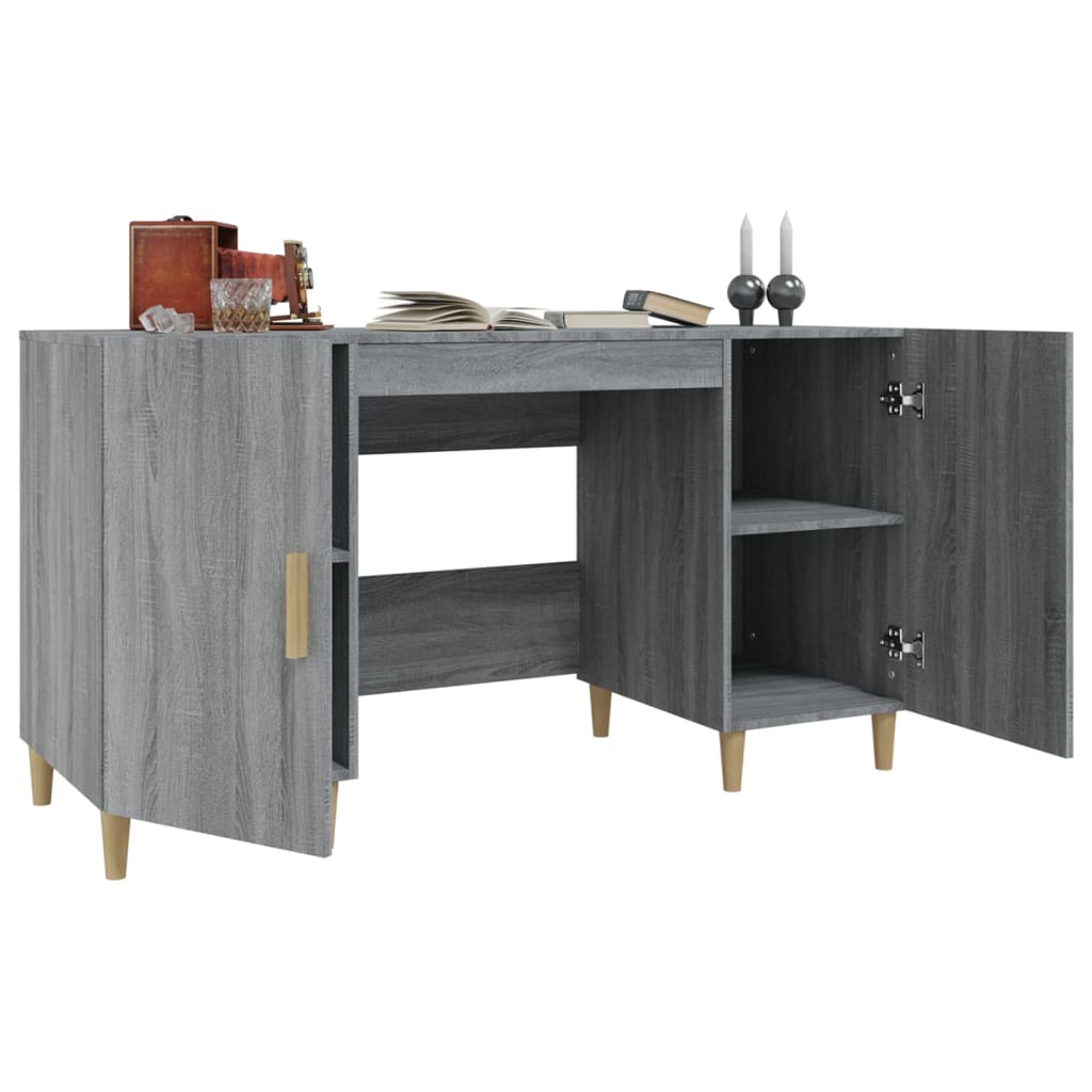 Bureau 140x50x75 cm bewerkt hout grijs sonoma eikenkleurig is nu te koop bij PeponiXL, paradijselijk wonen!