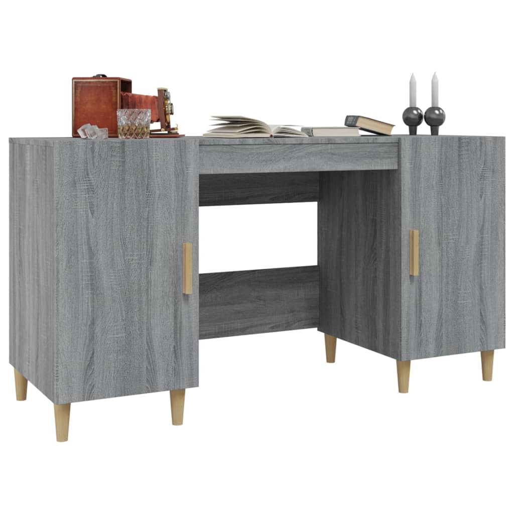 Bureau 140x50x75 cm bewerkt hout grijs sonoma eikenkleurig is nu te koop bij PeponiXL, paradijselijk wonen!