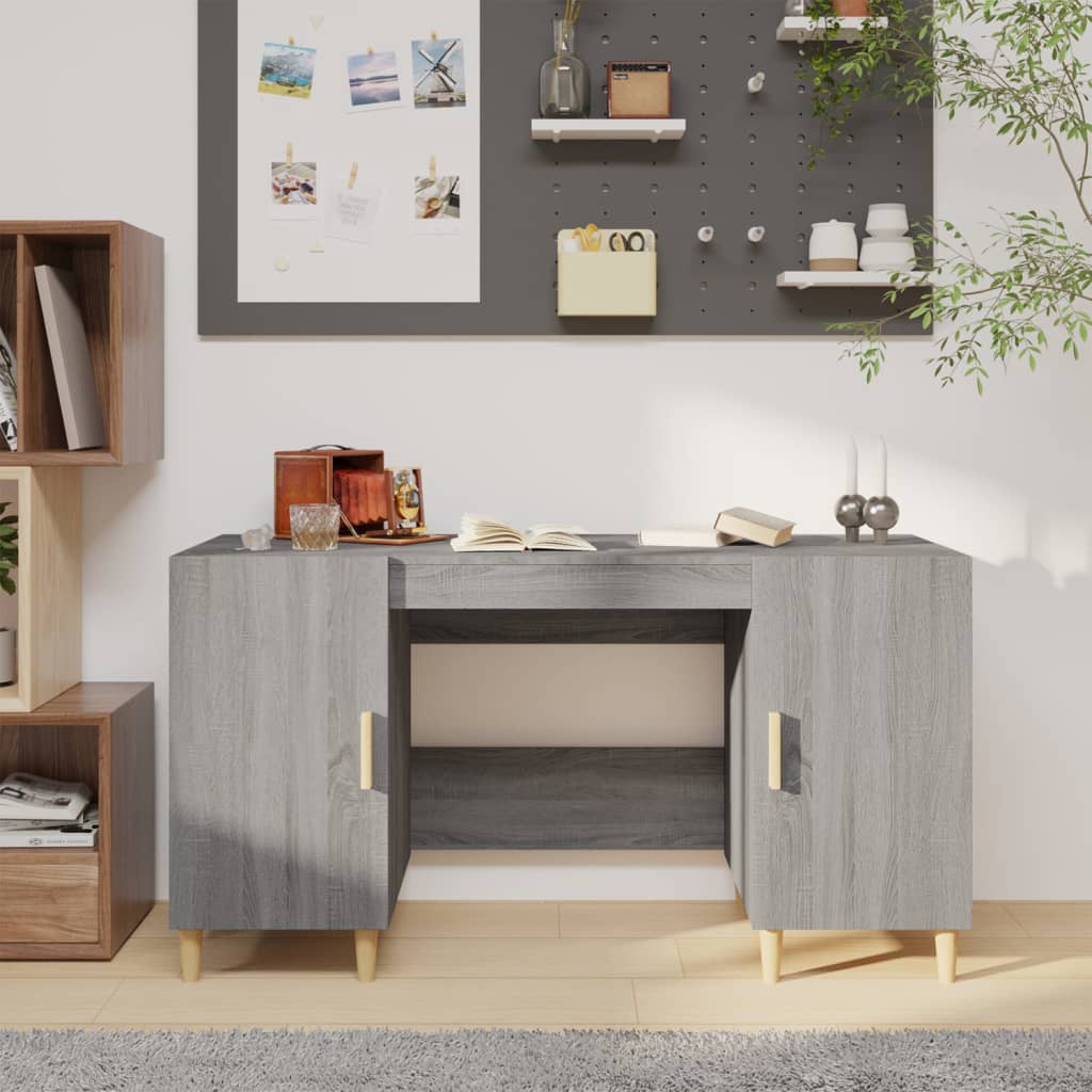 Bureau 140x50x75 cm bewerkt hout grijs sonoma eikenkleurig is nu te koop bij PeponiXL, paradijselijk wonen!