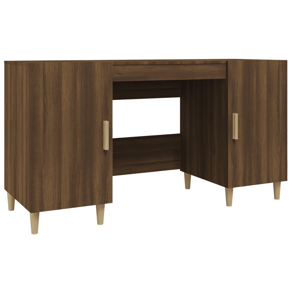 Bureau 140x50x75 cm bewerkt hout bruin eikenkleur is nu te koop bij PeponiXL, paradijselijk wonen!
