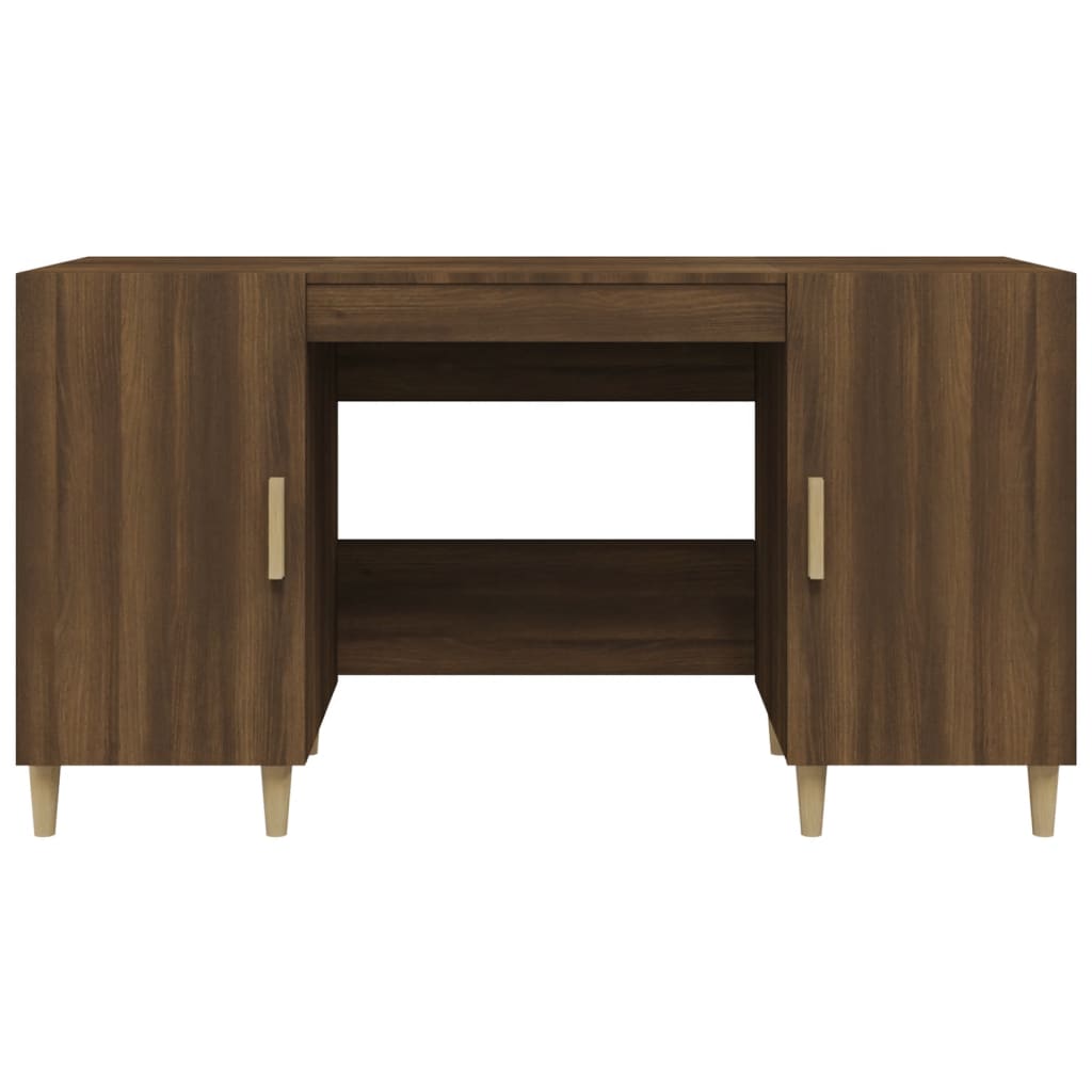 Bureau 140x50x75 cm bewerkt hout bruin eikenkleur is nu te koop bij PeponiXL, paradijselijk wonen!