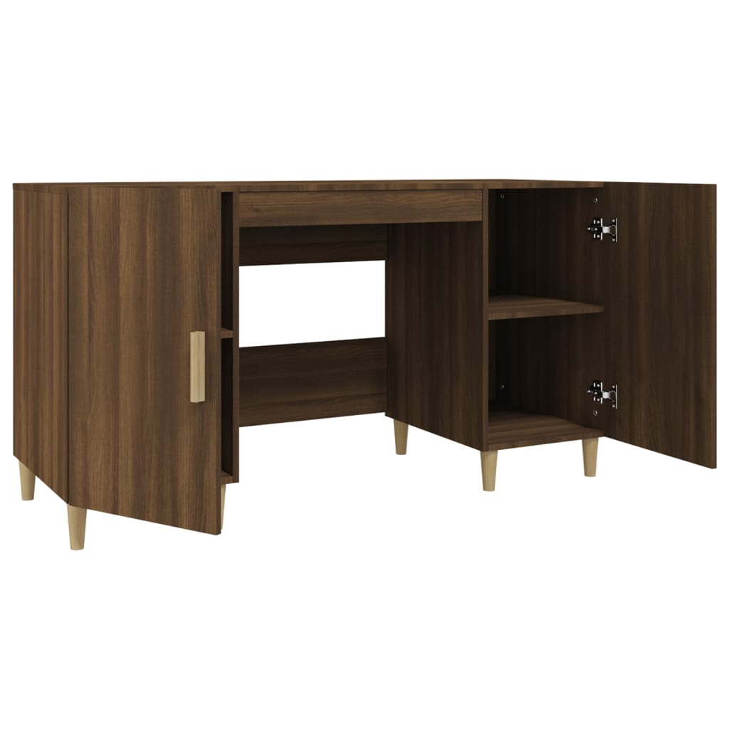 Bureau 140x50x75 cm bewerkt hout bruin eikenkleur is nu te koop bij PeponiXL, paradijselijk wonen!