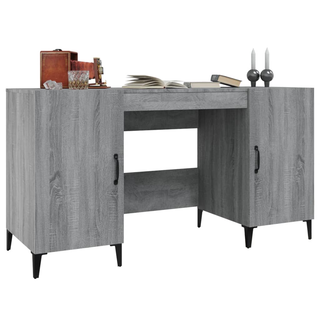 Bureau 140x50x75 cm bewerkt hout grijs sonoma eikenkleurig is nu te koop bij PeponiXL, paradijselijk wonen!