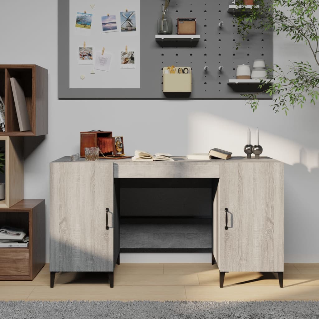 Bureau 140x50x75 cm bewerkt hout grijs sonoma eikenkleurig is nu te koop bij PeponiXL, paradijselijk wonen!