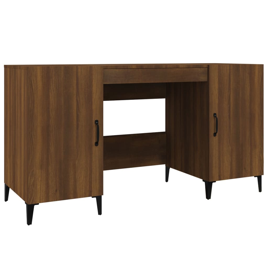 Bureau 140x50x75 cm bewerkt hout bruin eikenkleur is nu te koop bij PeponiXL, paradijselijk wonen!