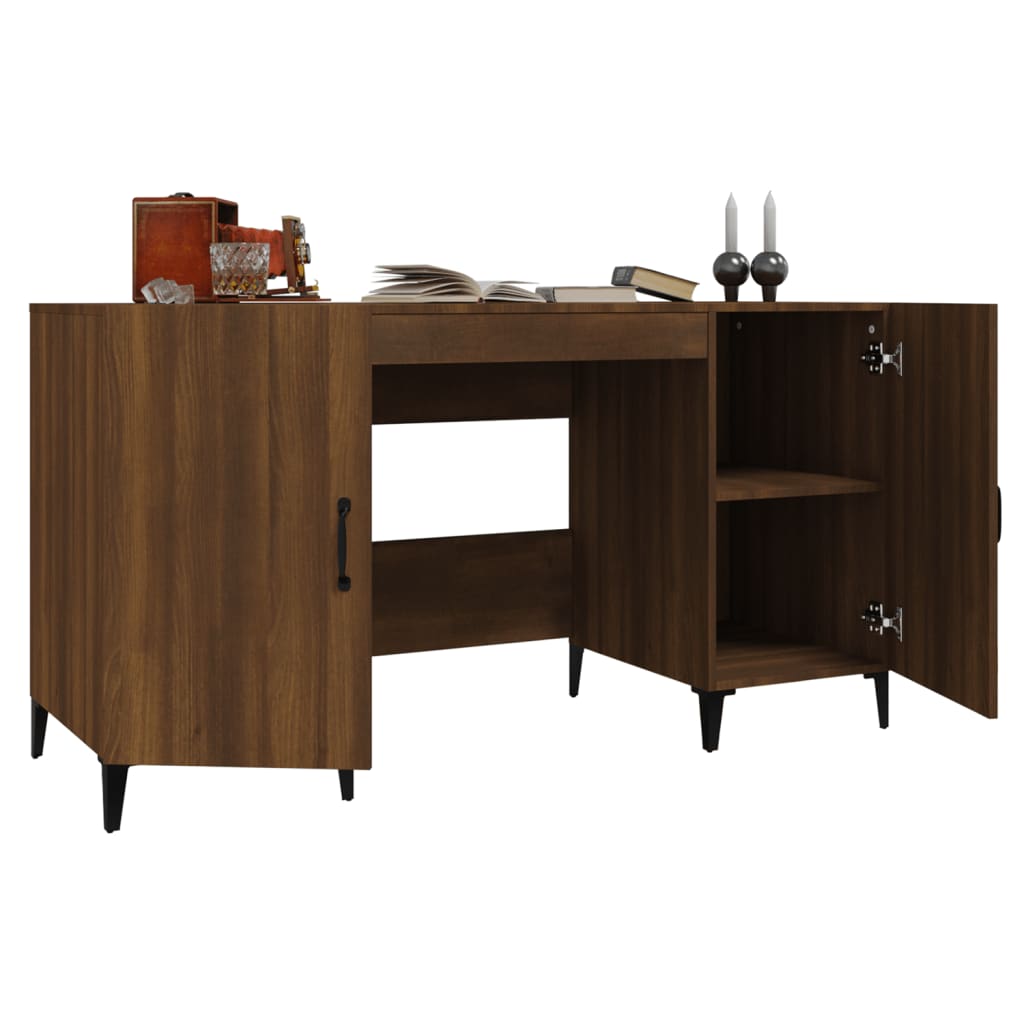 Bureau 140x50x75 cm bewerkt hout bruin eikenkleur is nu te koop bij PeponiXL, paradijselijk wonen!