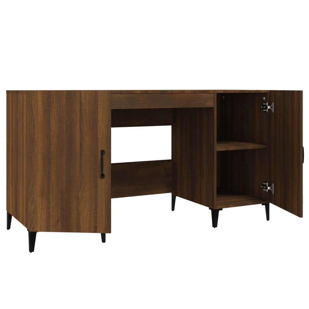 Bureau 140x50x75 cm bewerkt hout bruin eikenkleur is nu te koop bij PeponiXL, paradijselijk wonen!
