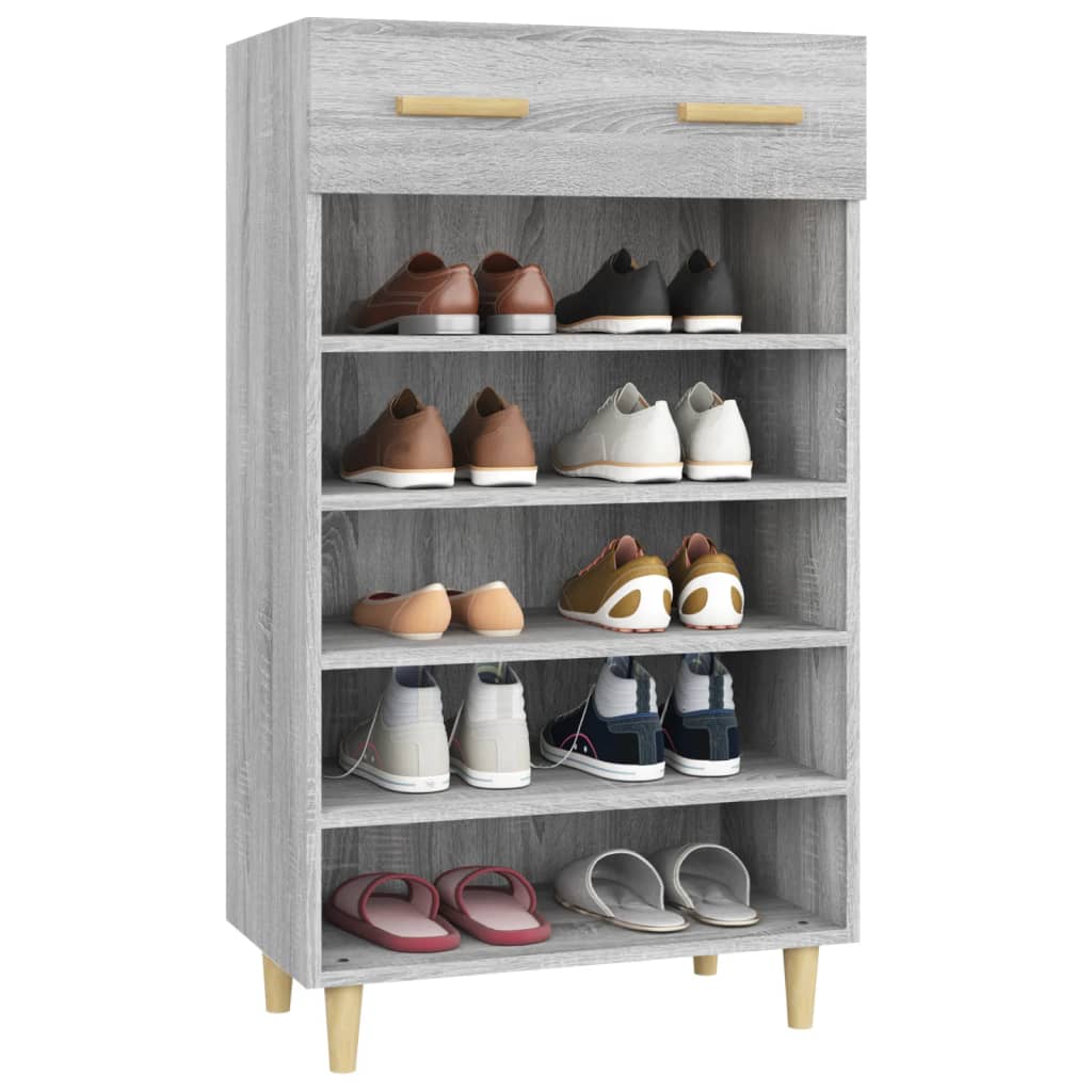 Schoenenkast 60x35x105 cm bewerkt hout grijs sonoma eikenkleur is nu te koop bij PeponiXL, paradijselijk wonen!