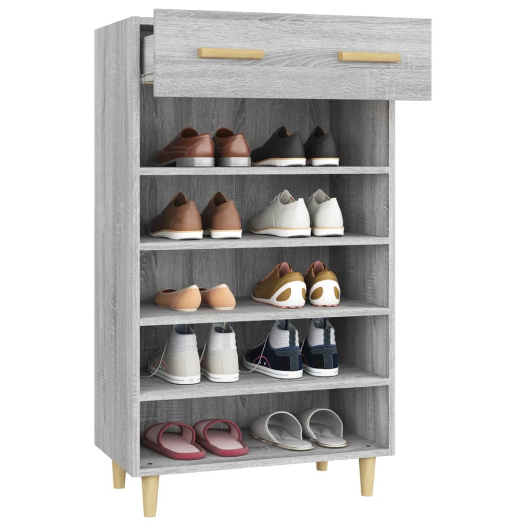 Schoenenkast 60x35x105 cm bewerkt hout grijs sonoma eikenkleur is nu te koop bij PeponiXL, paradijselijk wonen!