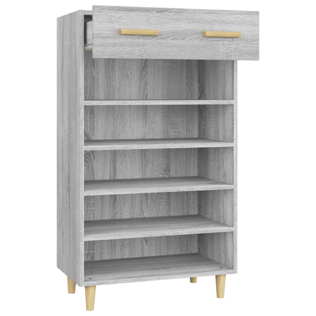 Schoenenkast 60x35x105 cm bewerkt hout grijs sonoma eikenkleur is nu te koop bij PeponiXL, paradijselijk wonen!