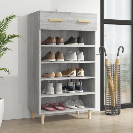 Schoenenkast 60x35x105 cm bewerkt hout grijs sonoma eikenkleur is nu te koop bij PeponiXL, paradijselijk wonen!